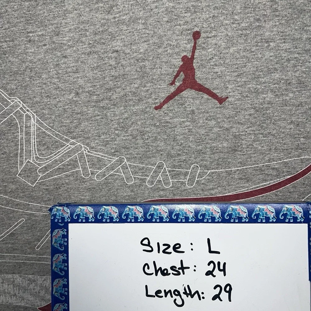 VTG Air Jordan T Shirt Men's Size L Heather Grey Sneakers 2-Side #23 Jumpman Tee